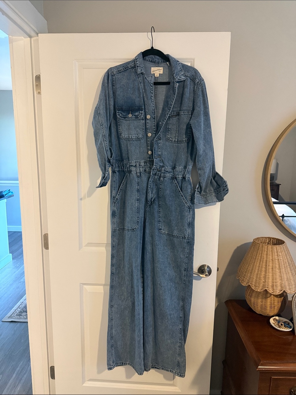 Universal Thread Light Blue Denim Wide-Leg Jumpsuit
